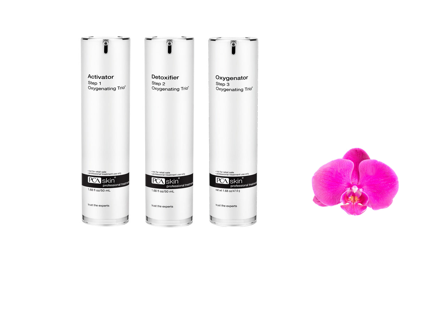 PCA SKIN Oxygenating Trio Activator, Detoxifier, Oxygenator 1.68oz / 50ml each