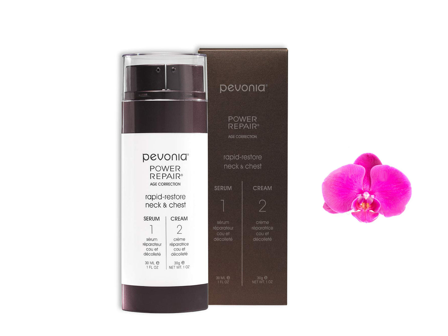 Pevonia Power Repair Rapid-Restore Neck & Chest Serum 30ml / Cream 30g