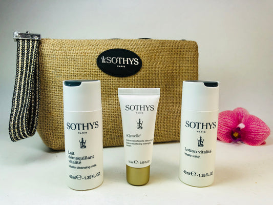 Sothys Noctuelle Kit 3 products: vitality milk, vitality lotion, noctuelle detox overnight cream Brand New